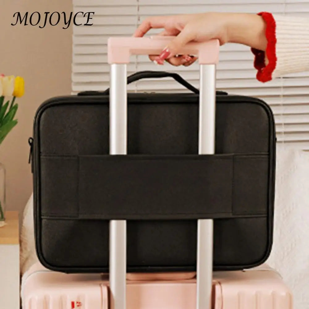 Smart LED Cosmetic Case with Mirror Beauty Bag Portable Large Capacity Fashion Simple PU Leather Casual for Weekend Vacation